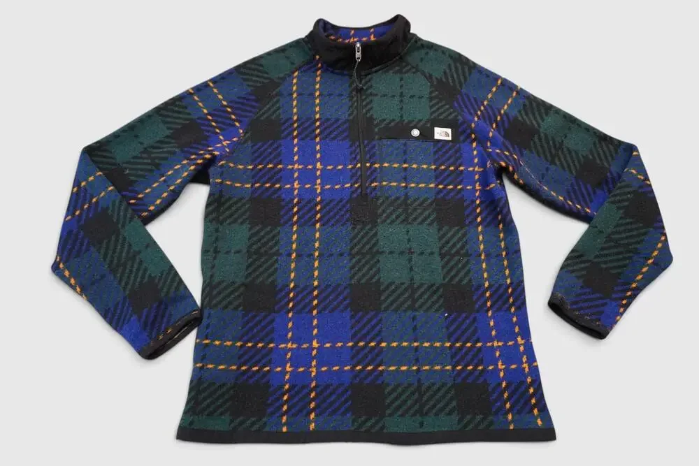 THE NORTH FACE Gordon Lyons Pullover Mens Large Blue Green EUC Thermal 1/4 Zip